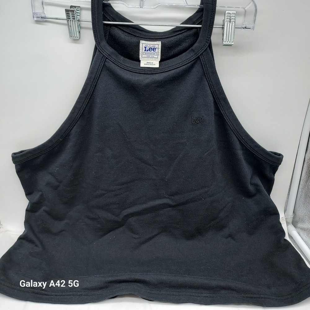 Lee Workwear Womens XXL Black High Neck‎ Halter Tank Top Embroidered Logo